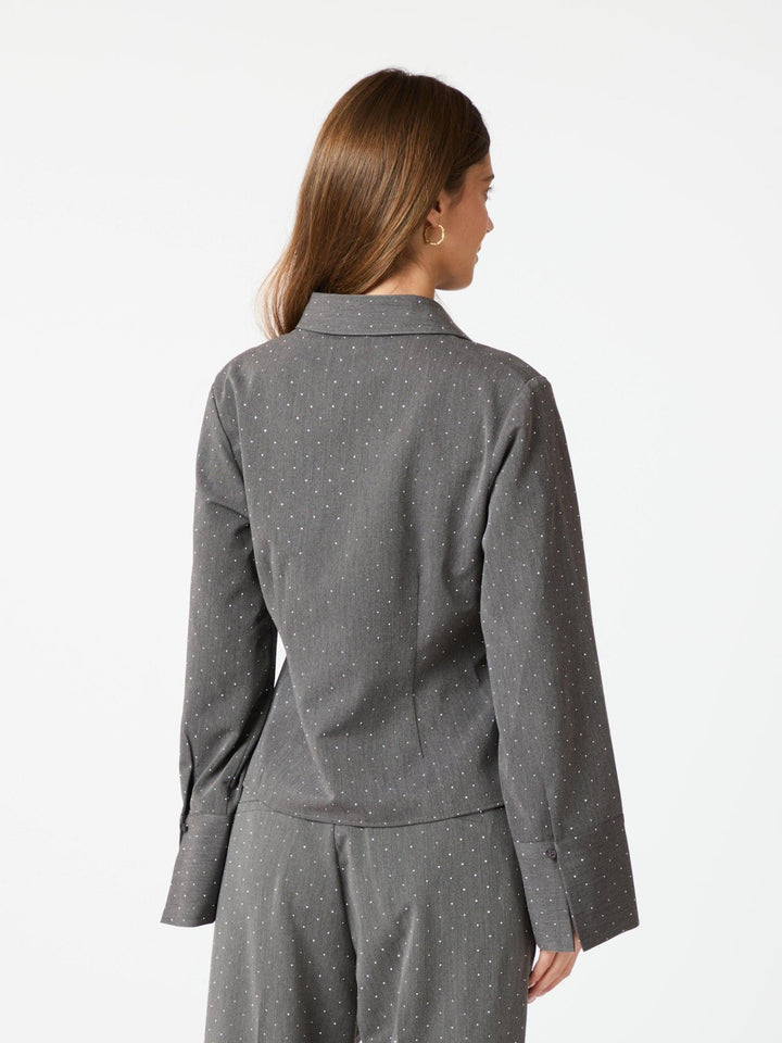 Rosa Bedazzled Shirt Grey | Skjorter og bluser | Smuk - Dameklær på nett