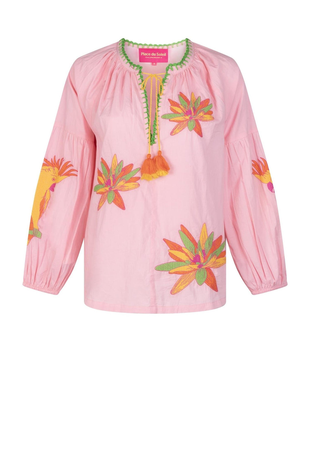 Rosa Embr Blouse with Yellow Lilies | Skjorter og bluser | Smuk - Dameklær på nett