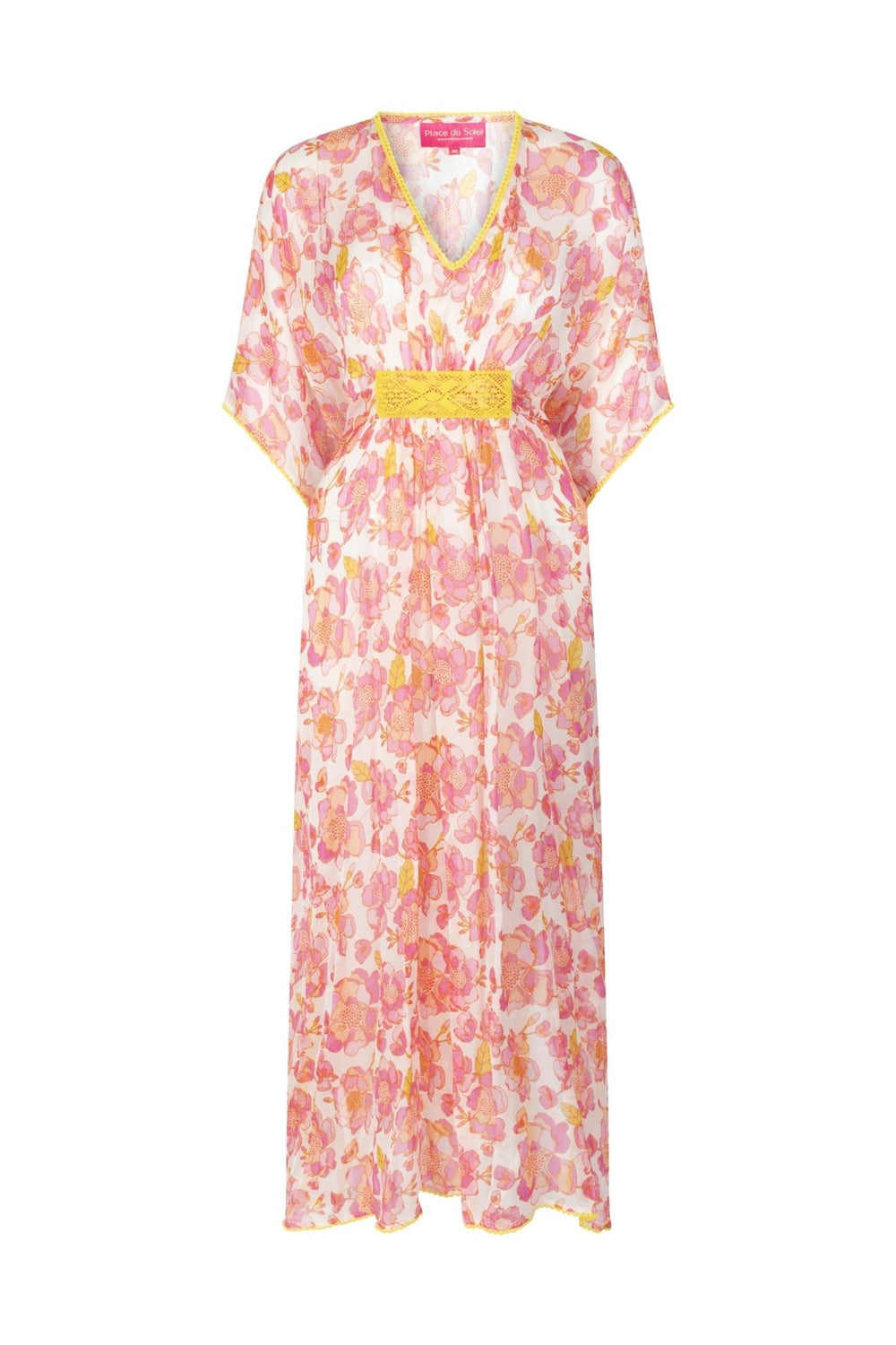 Rosa Flower Chiffon Dress White Pink | Kjoler | Smuk - Dameklær på nett
