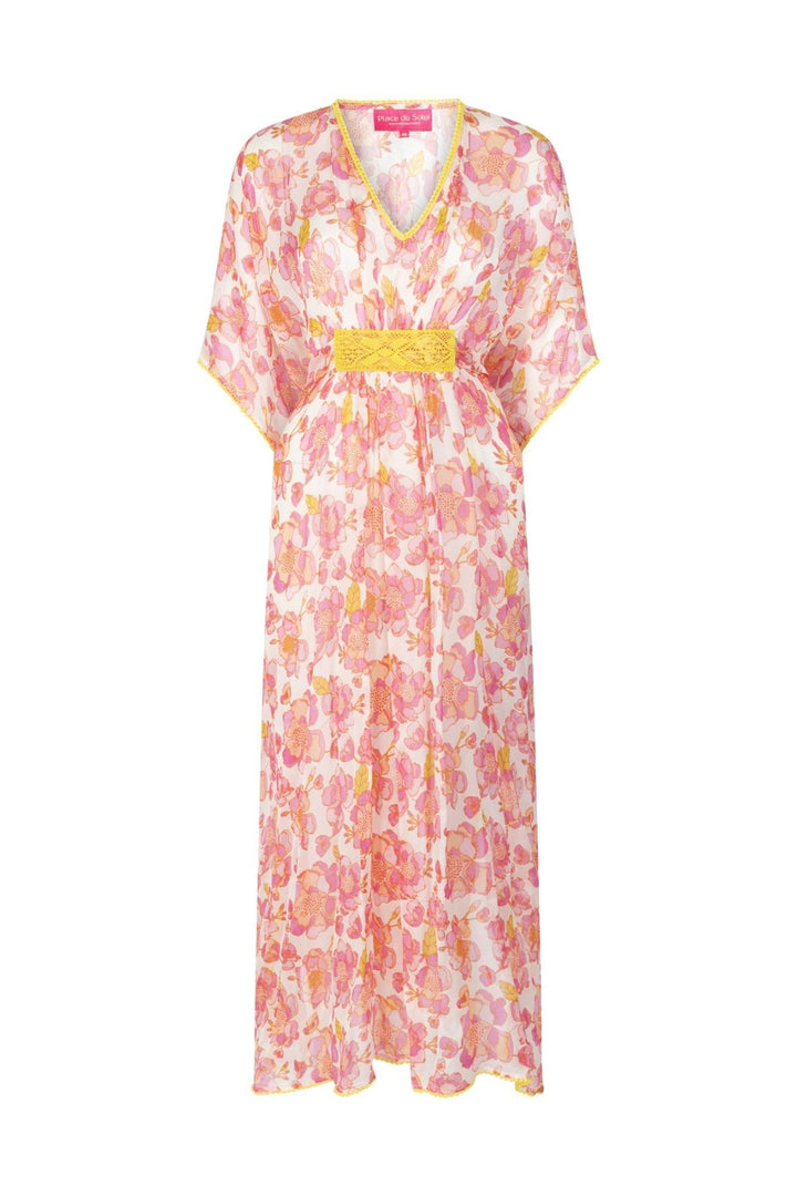 Rosa Flower Chiffon Dress White Pink | Kjoler | Smuk - Dameklær på nett