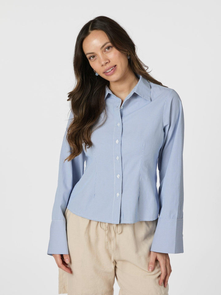 Rosa Mini Stripe Shirt Blue | Skjorter og bluser | Smuk - Dameklær på nett