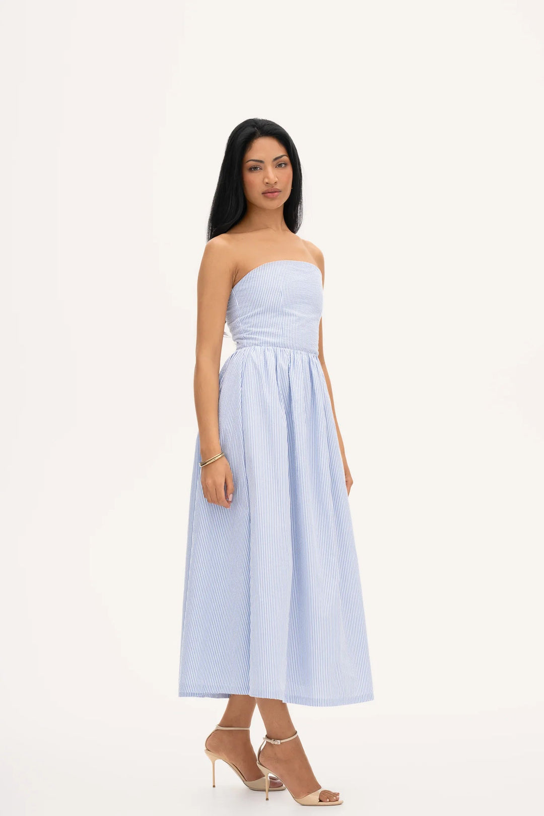 Rose Midi Dress Blue Stripe | Kjoler | Smuk