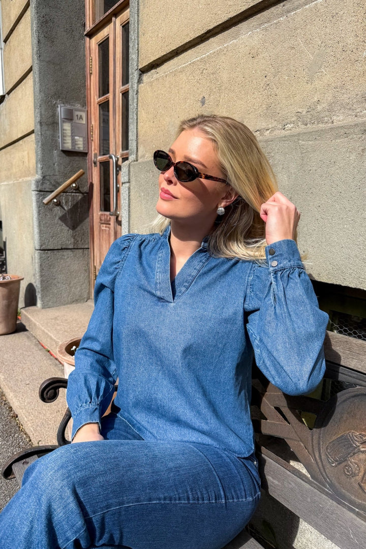 Rosslyn Denim Blouse Blue | Skjorter og bluser | Smuk - Dameklær på nett