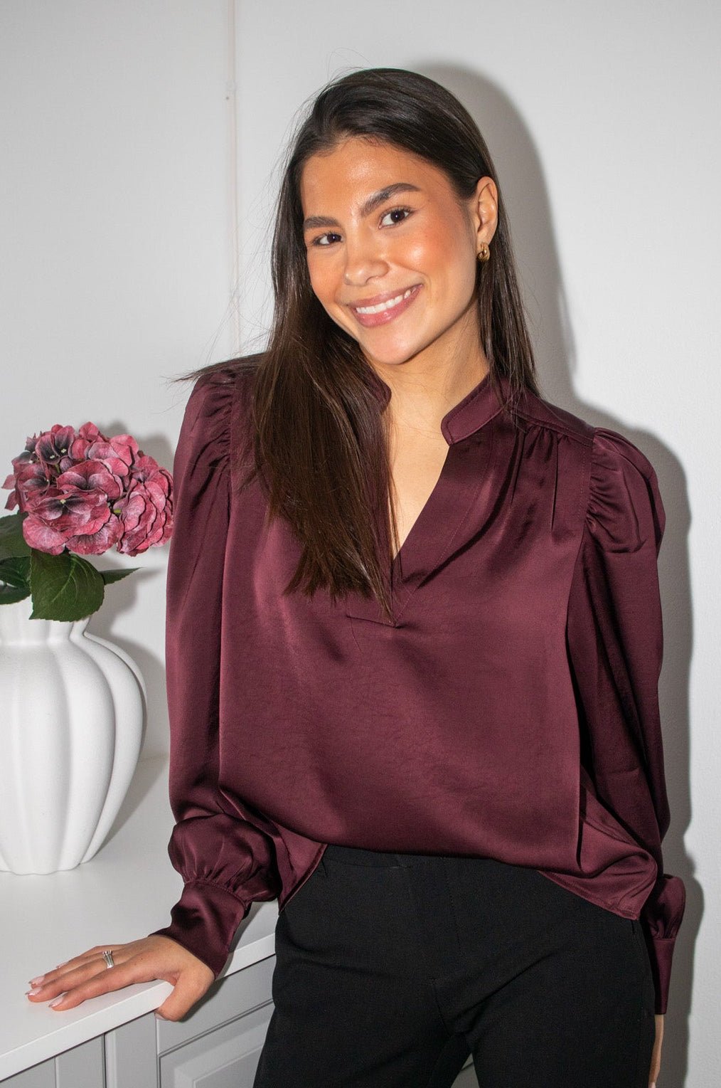 Rosslyn Heavy Sateen Blouse Burgundy | Skjorter og bluser | Smuk