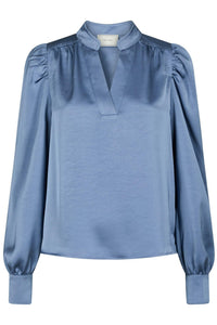 Rosslyn Heavy Sateen Blouse Smoke Blue
