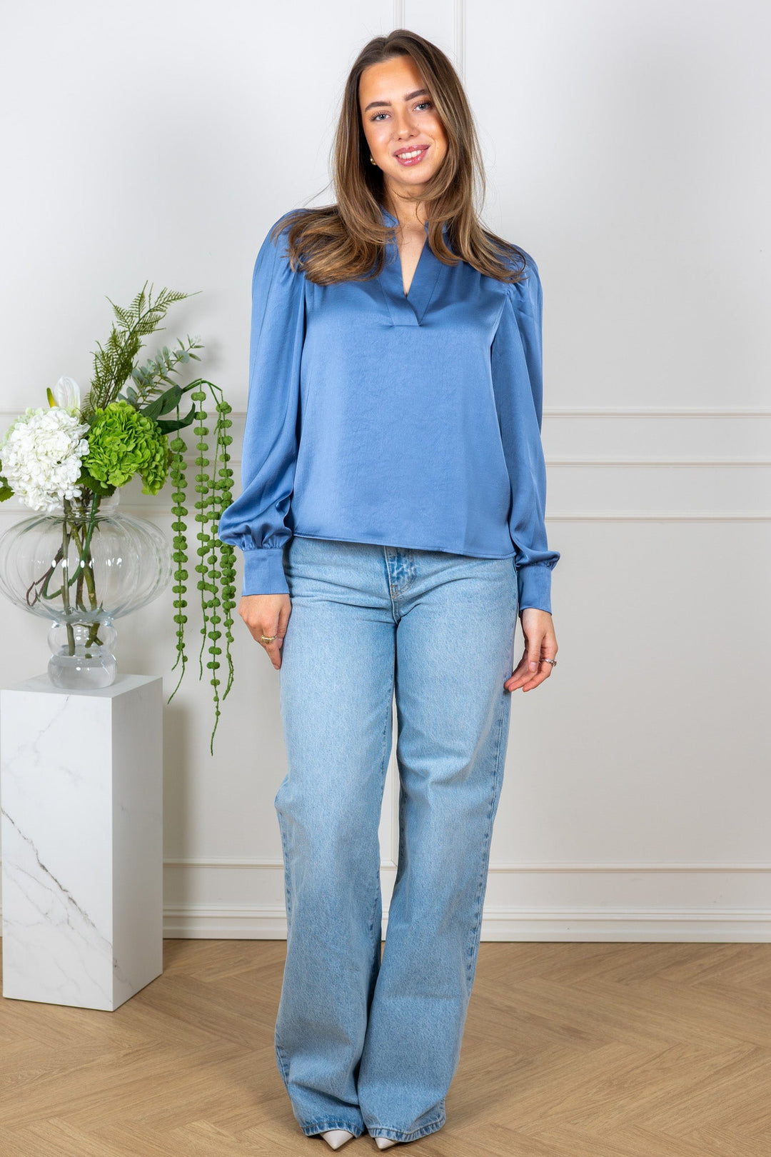 Rosslyn Heavy Sateen Blouse Smoke Blue | Skjorter og bluser | Smuk