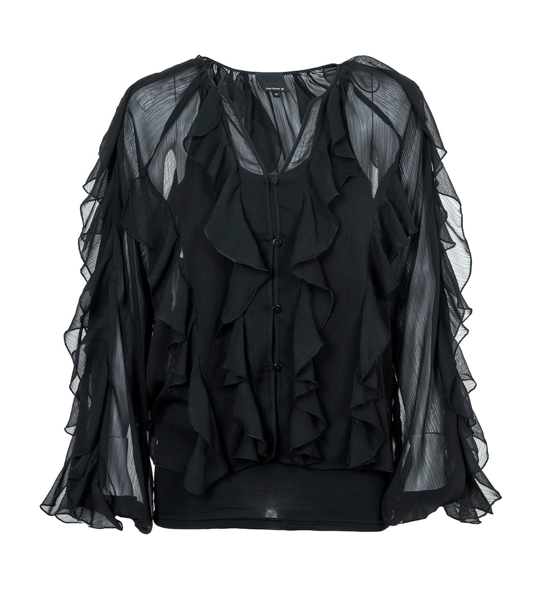 Ruffle Blouse Black | Skjorter og bluser | Smuk - Dameklær på nett