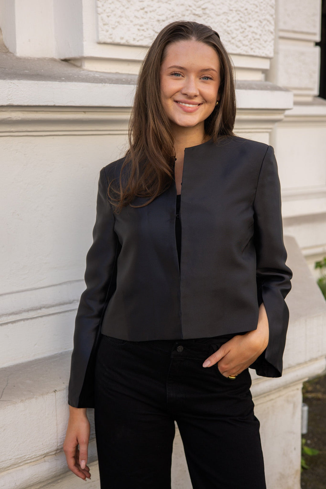 Ruthie Cropped Long Sleeve Blouse Black | Skjorter og bluser | Smuk - Dameklær på nett