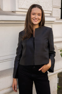 Ruthie Cropped Long Sleeve Blouse Black