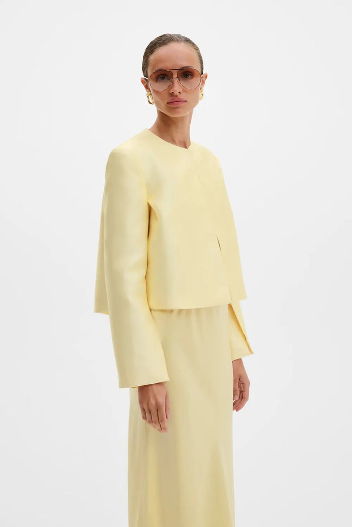 Ruthie Cropped Long Sleeve Blouse Light Lemon | Skjorter og bluser | Smuk