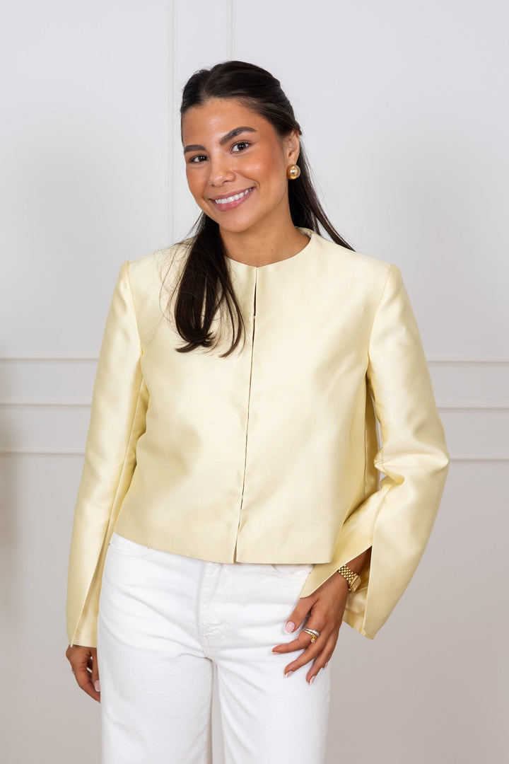 Ruthie Cropped Long Sleeve Blouse Light Lemon | Skjorter og bluser | Smuk