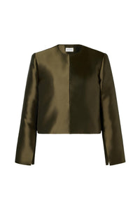 Ruthie Cropped Long Sleeve Blouse Olive