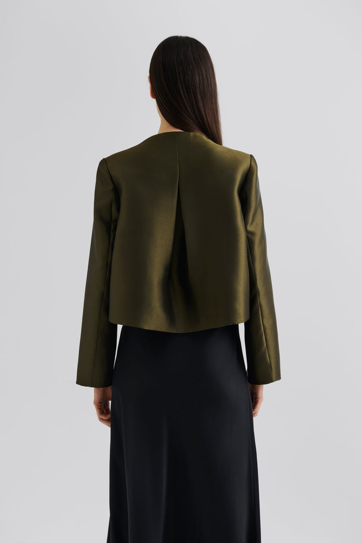 Ruthie Cropped Long Sleeve Blouse Olive | Skjorter og bluser | Smuk - Dameklær på nett