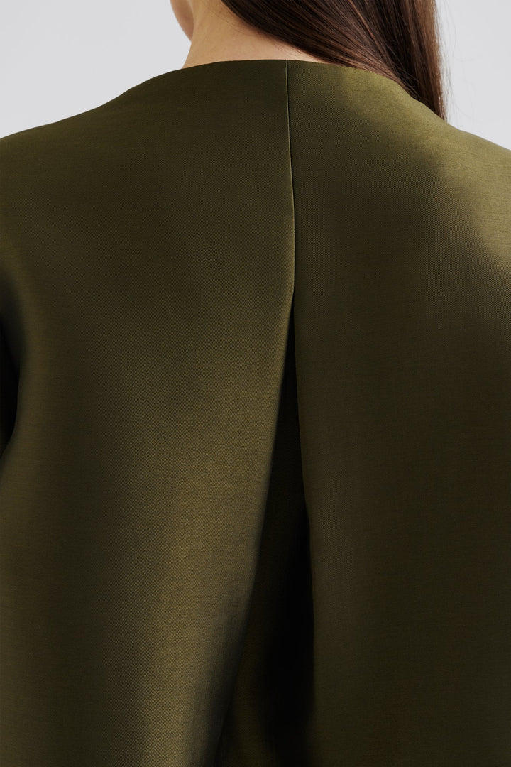 Ruthie Cropped Long Sleeve Blouse Olive | Skjorter og bluser | Smuk - Dameklær på nett