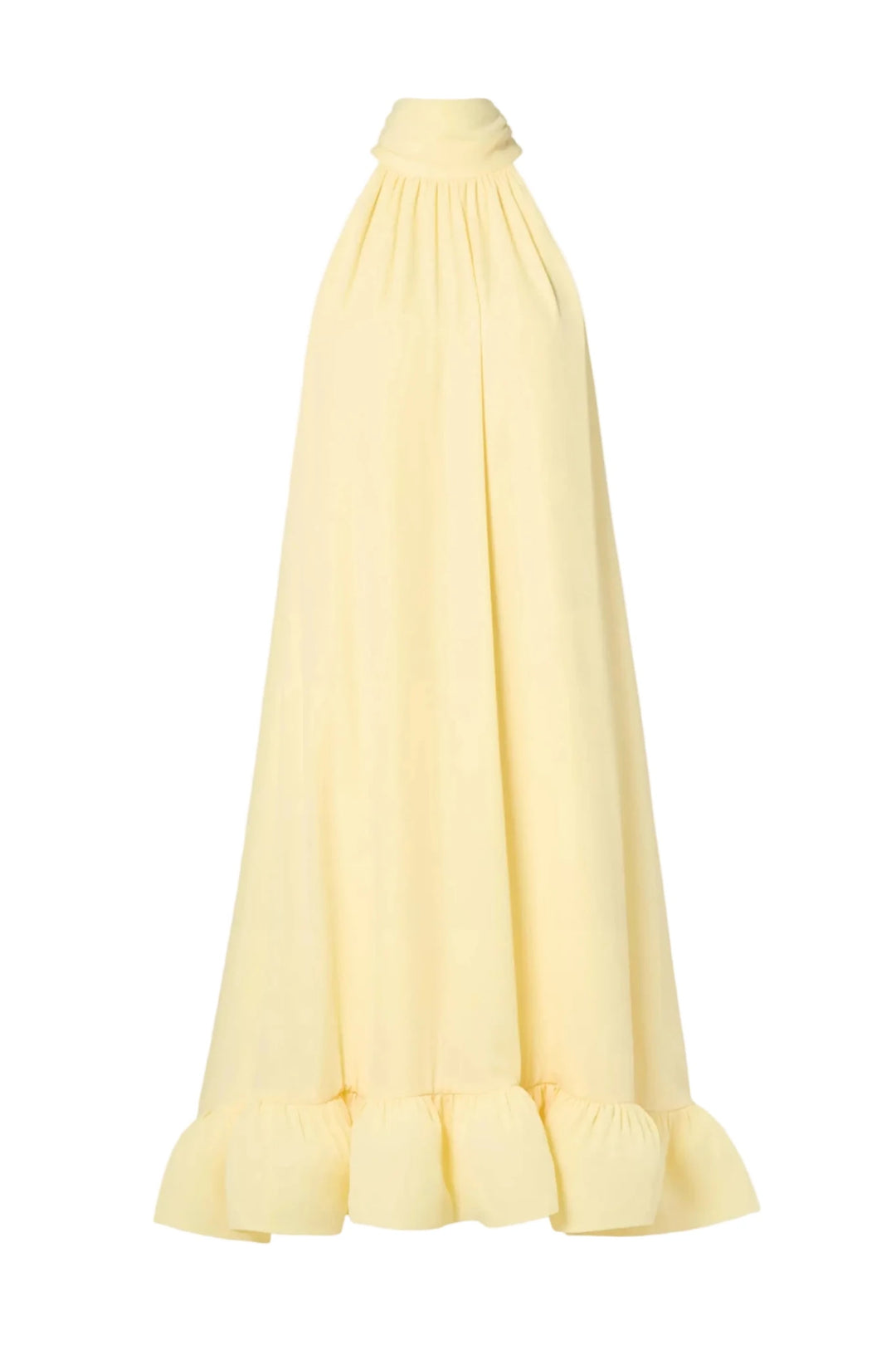Sabrina Halterneck Ruffled Midi Dress Light Lemon | Kjoler | Smuk