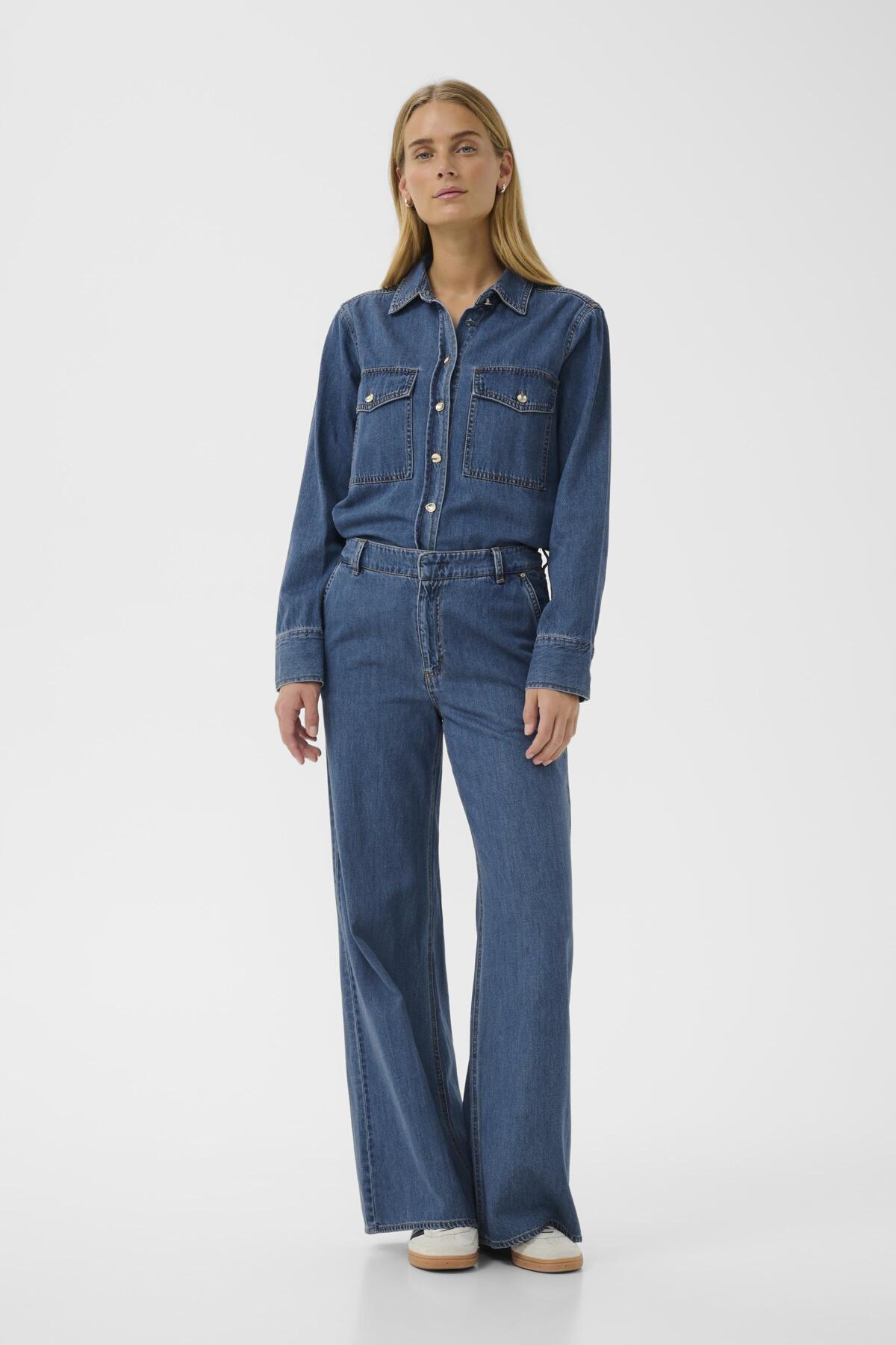 Part Two - Safinas Pants Medium Blue Denim - Smuk