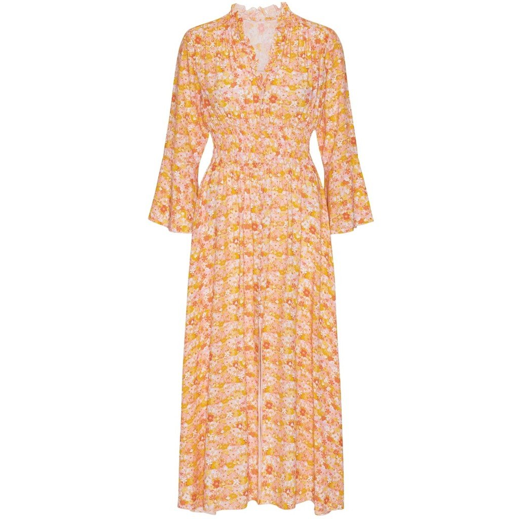 Sally Long Dress Peach Flower | Kjoler | Smuk - Dameklær på nett