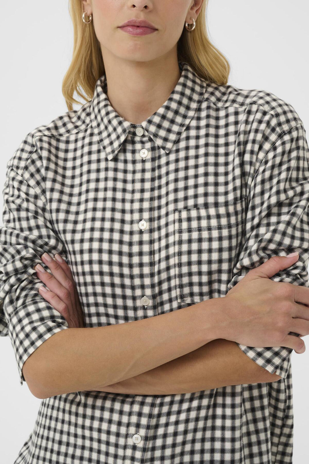 Samea Shirt Dark Navy Mini Check | Skjorter og bluser | Smuk - Dameklær på nett