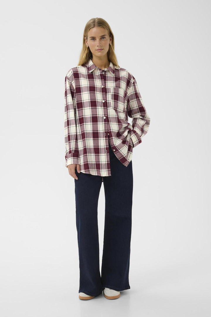 Samea Shirt Tawny Port Check | Skjorter og bluser | Smuk - Dameklær på nett