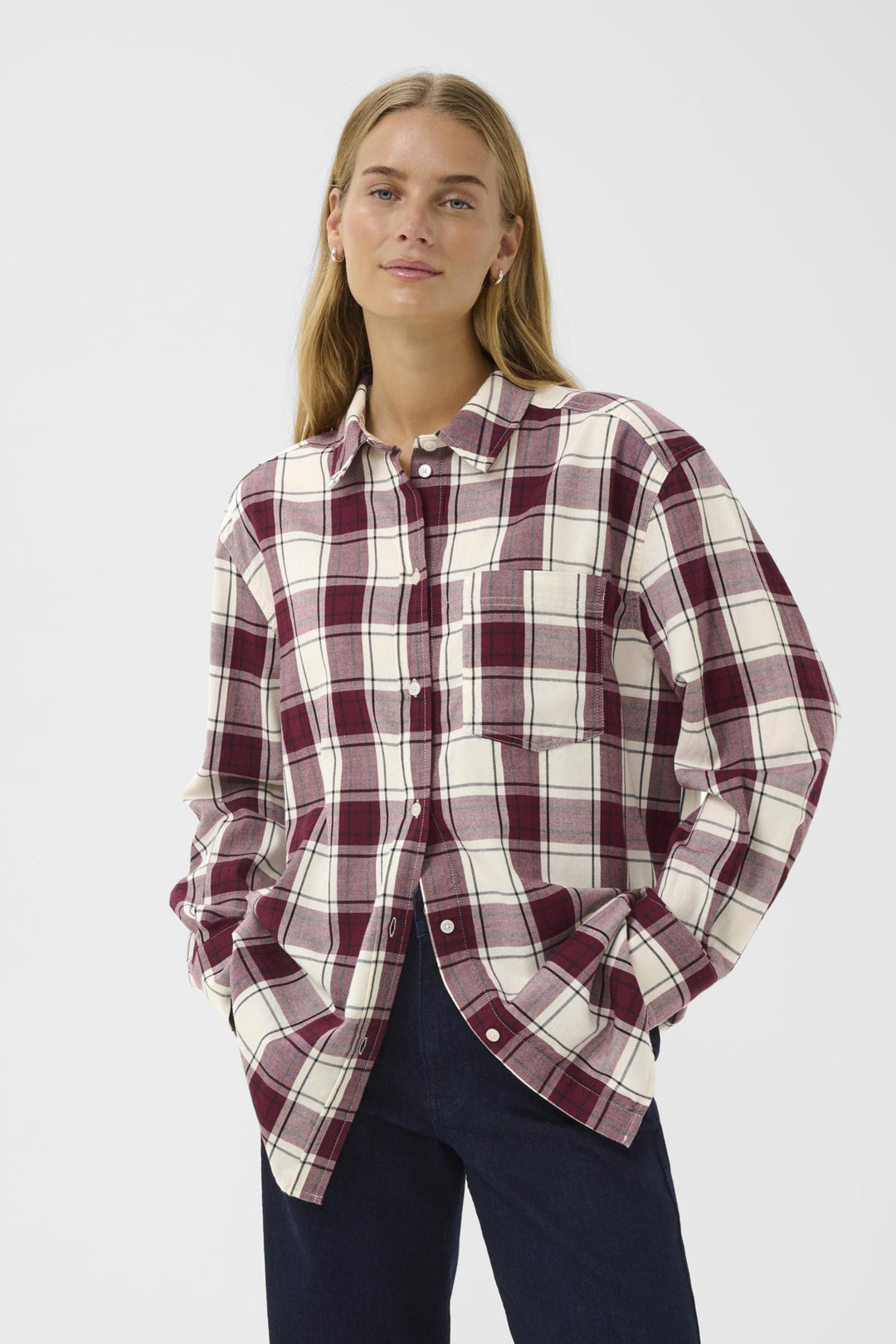 Samea Shirt Tawny Port Check | Skjorter og bluser | Smuk - Dameklær på nett