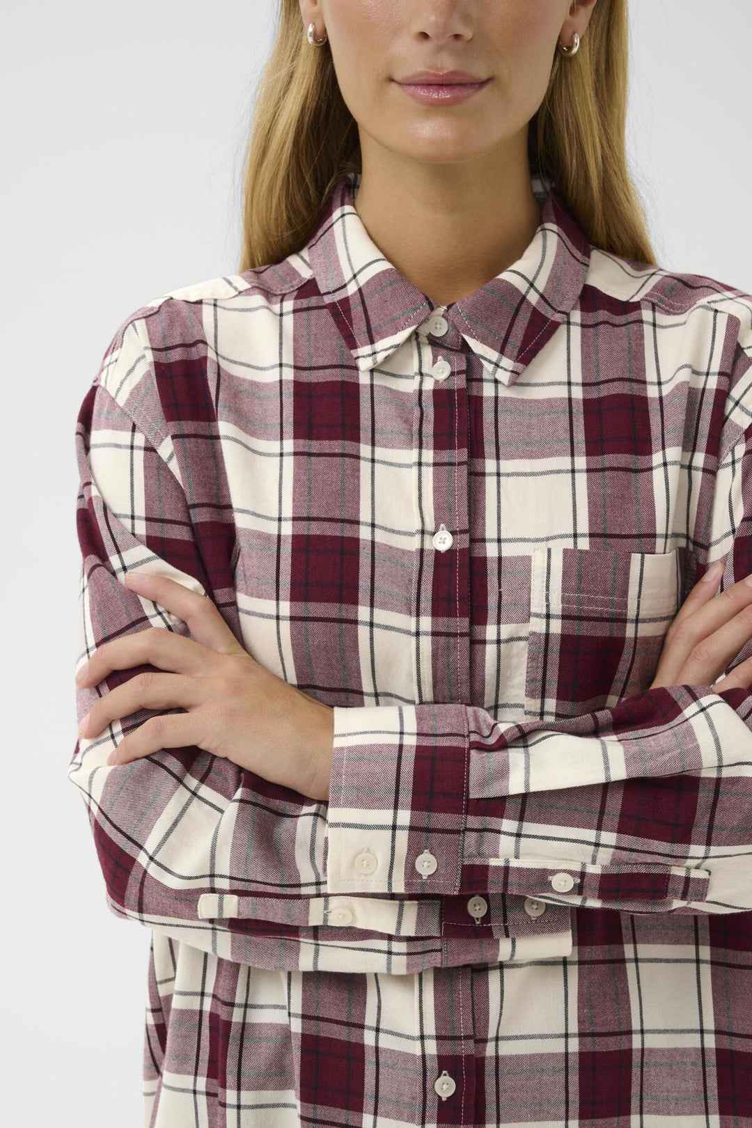 Samea Shirt Tawny Port Check | Skjorter og bluser | Smuk - Dameklær på nett