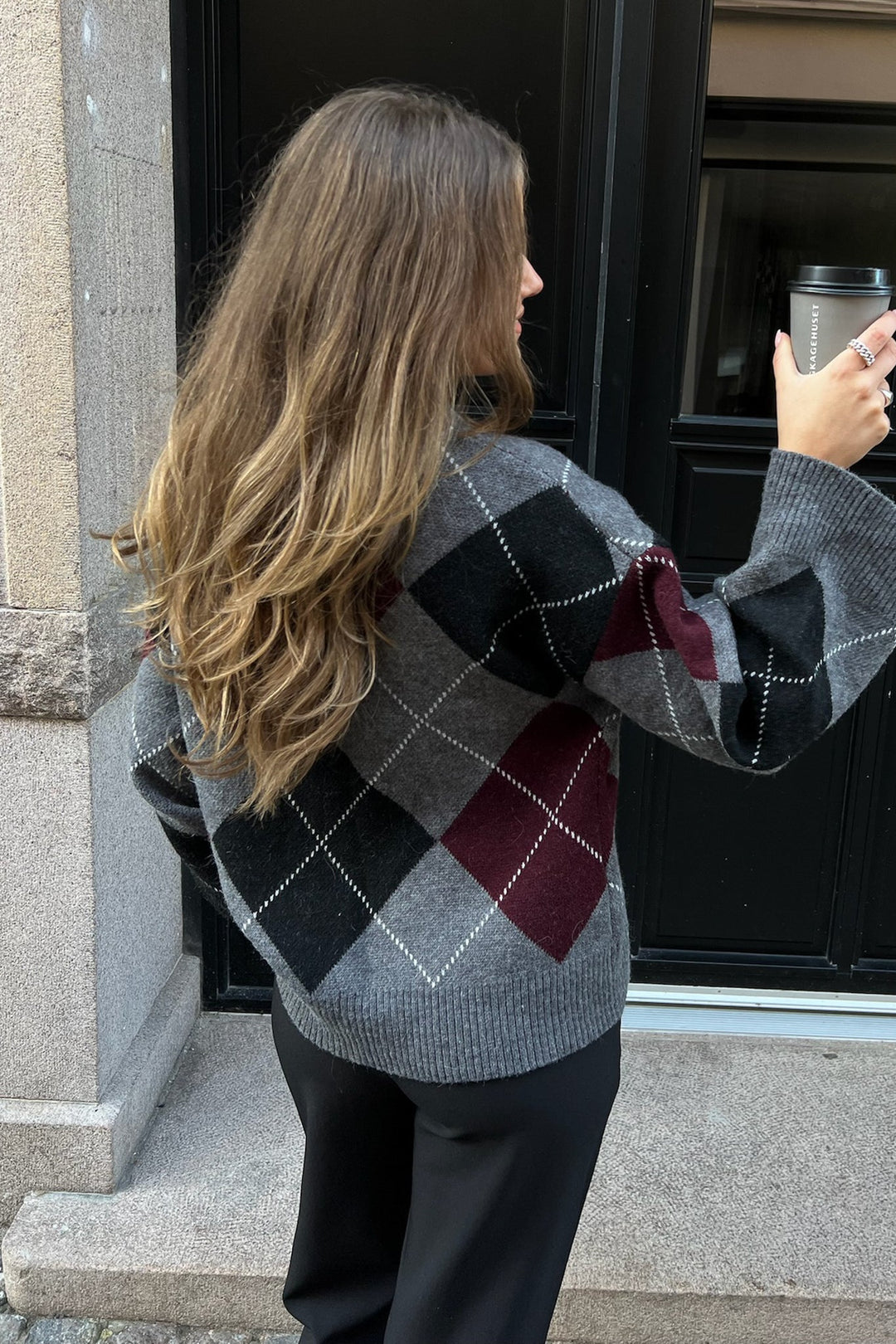 Sascha Cardigan Grey Argyle | Genser | Smuk