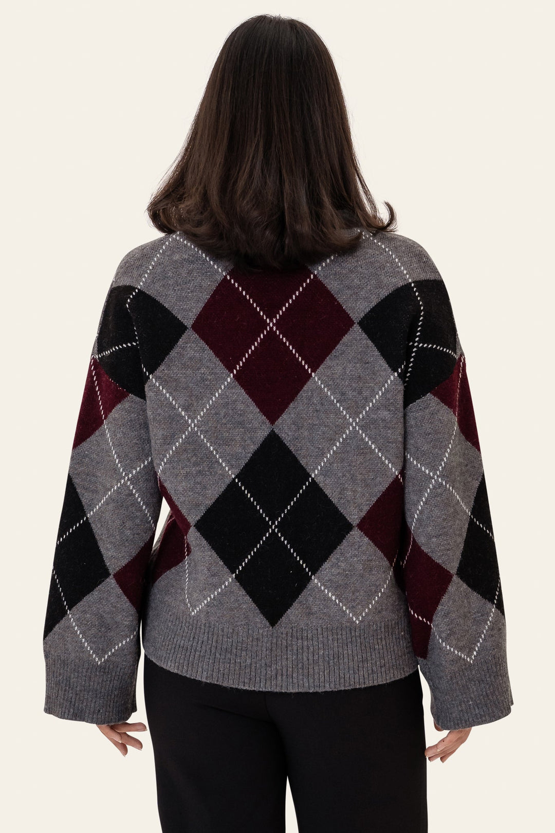 Sascha Cardigan Grey Argyle | Genser | Smuk