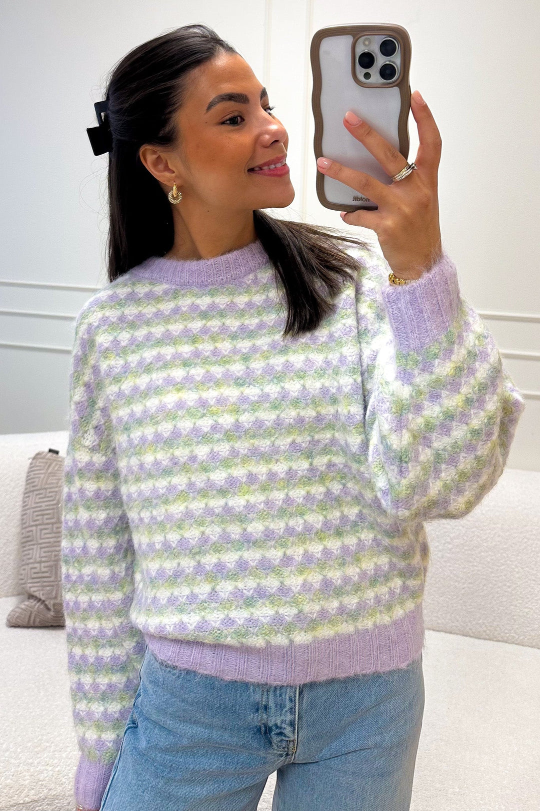 Sassi Knit Pullover Green/Purple | Genser | Smuk