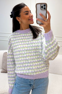 Sassi Knit Pullover Green/Purple