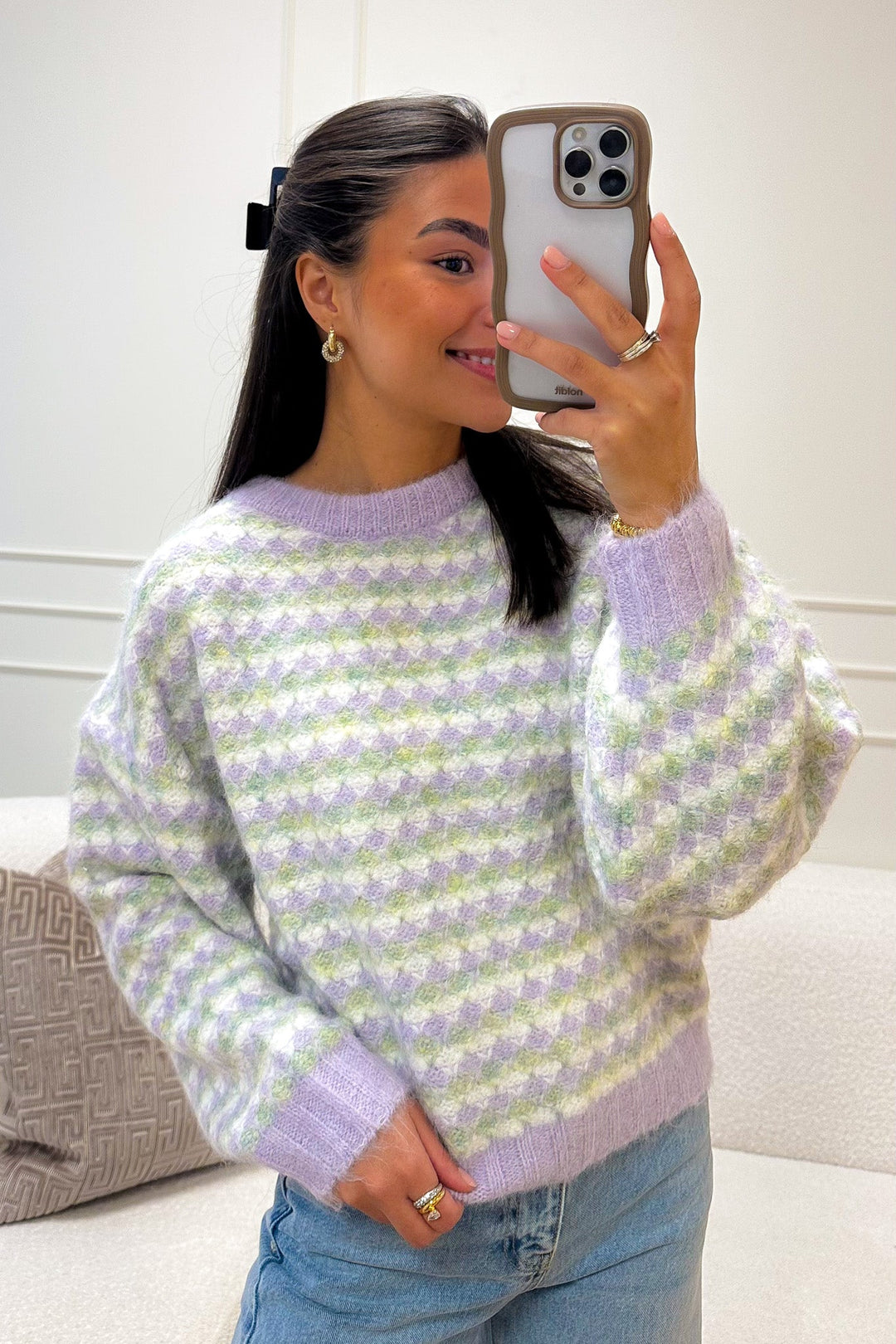 Sassi Knit Pullover Green/Purple | Genser | Smuk