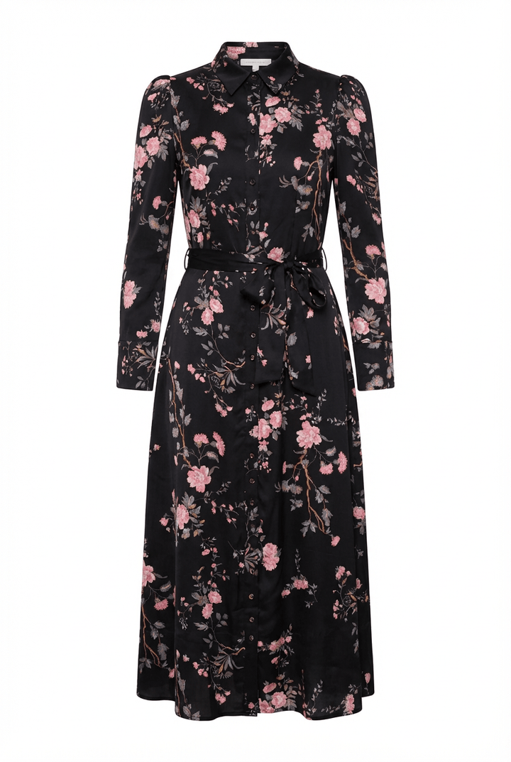 Satin Belt Dress Midnight Garden | Kjoler | Smuk