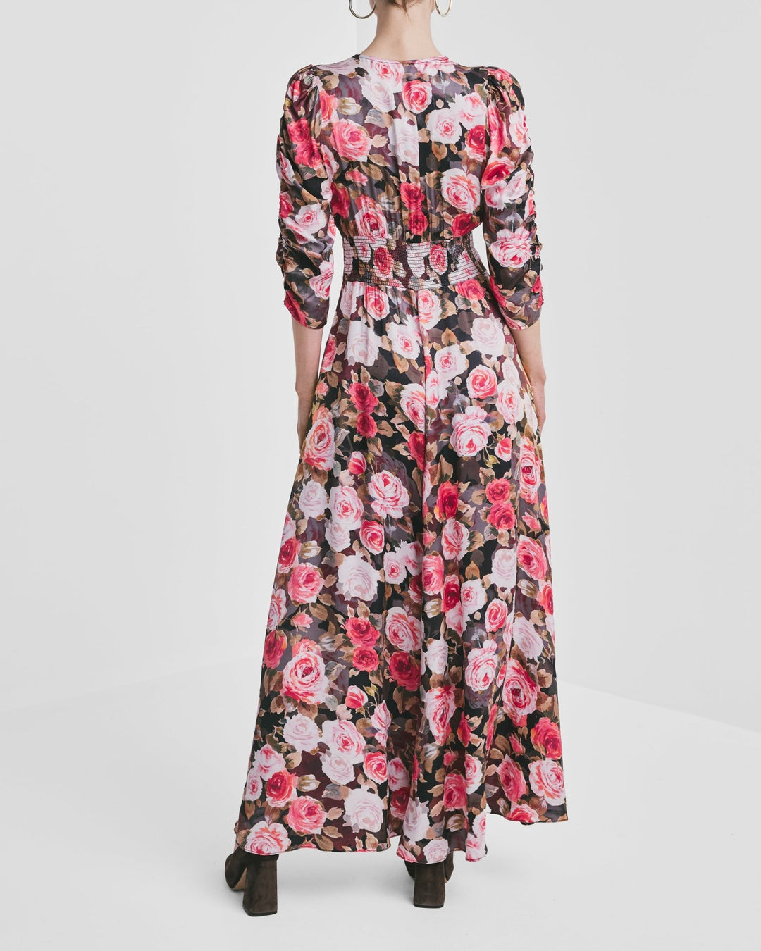 Satin Button - Down Dress Midnight Roses | Kjoler | Smuk - Dameklær på nett