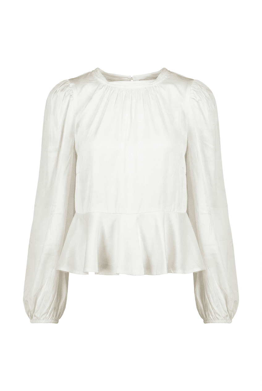 Satin Flounce Top Off White | Skjorter og bluser | Smuk