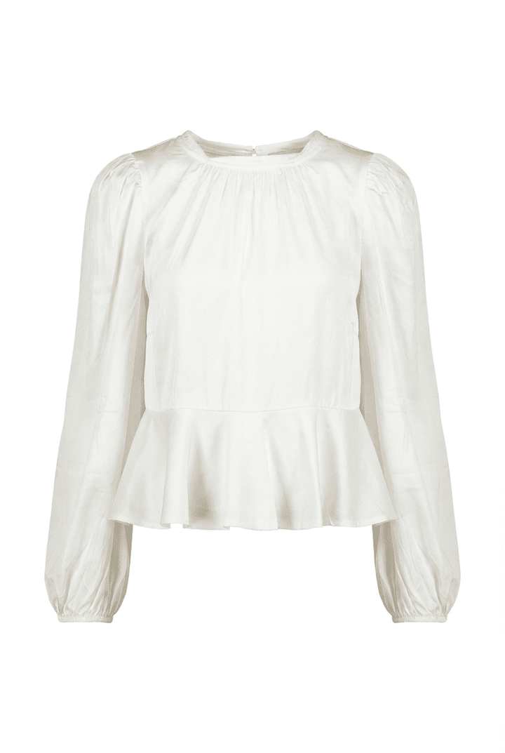 Satin Flounce Top Off White | Skjorter og bluser | Smuk