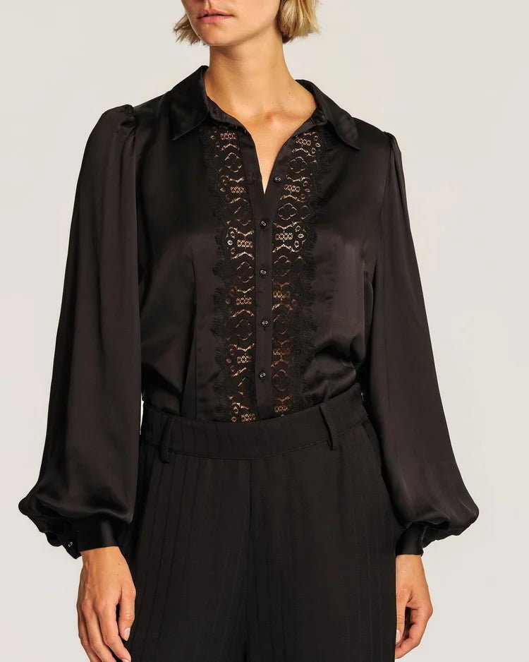 Satin Shirt Black | Skjorter og bluser | Smuk