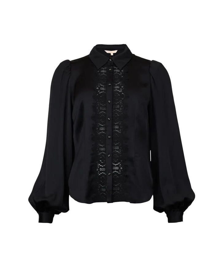 Satin Shirt Black | Skjorter og bluser | Smuk