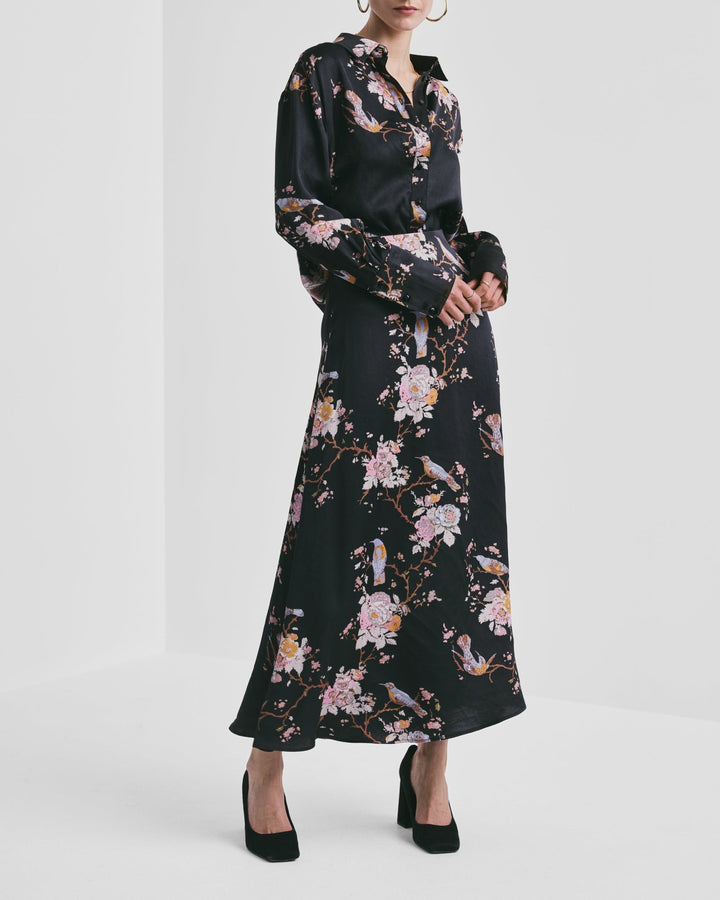 Satin Skirt Midnight Birds | Skjørt | Smuk - Dameklær på nett