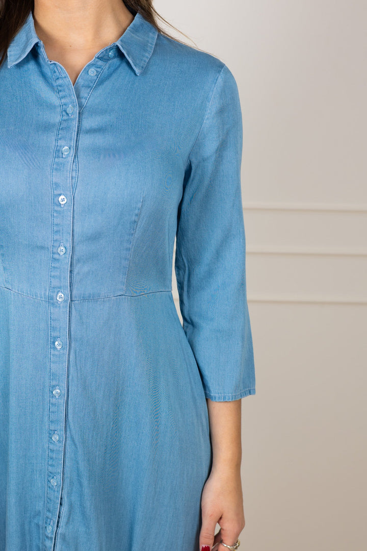 Savanna 3/4 Long Chambray Dress Skyway | Kjoler | Smuk