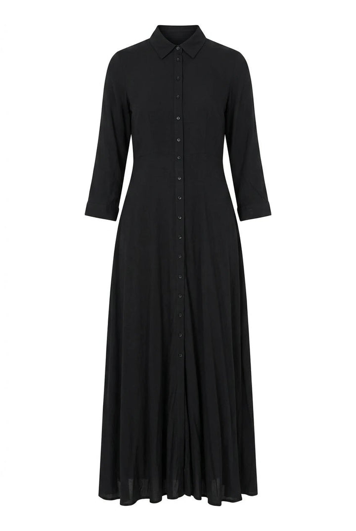 Savanna Long Shirt Dress Black | Kjoler | Smuk