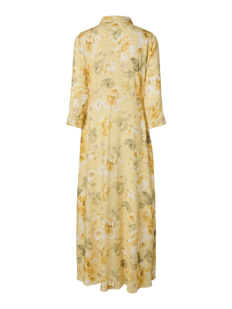 Savanna Long Shirt Dress Pale Banana Lemon Print | Kjoler | Smuk