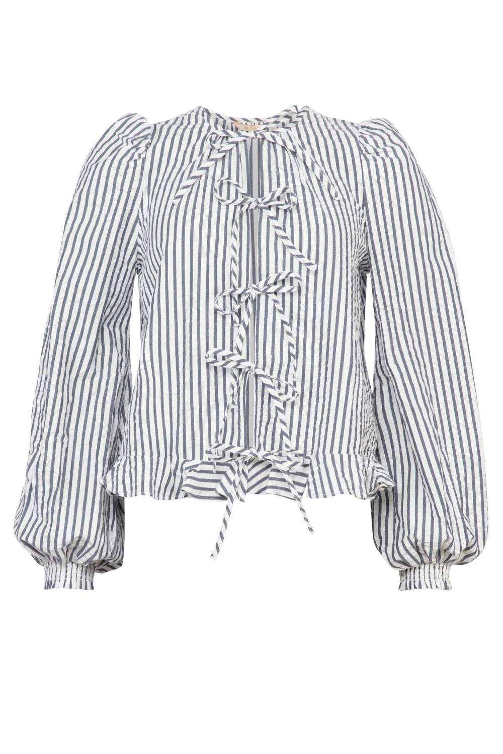 Seersucker Bow Blouse Marine Stripe | Skjorter og bluser | Smuk