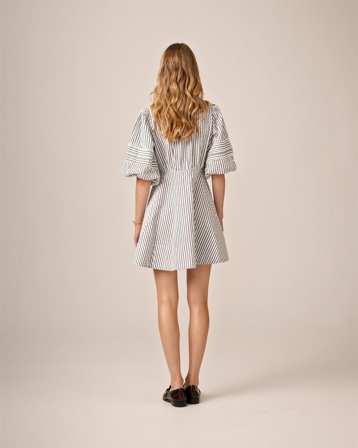 Seersucker Decorated Dress Blue Stripe | Kjoler | Smuk - Dameklær på nett