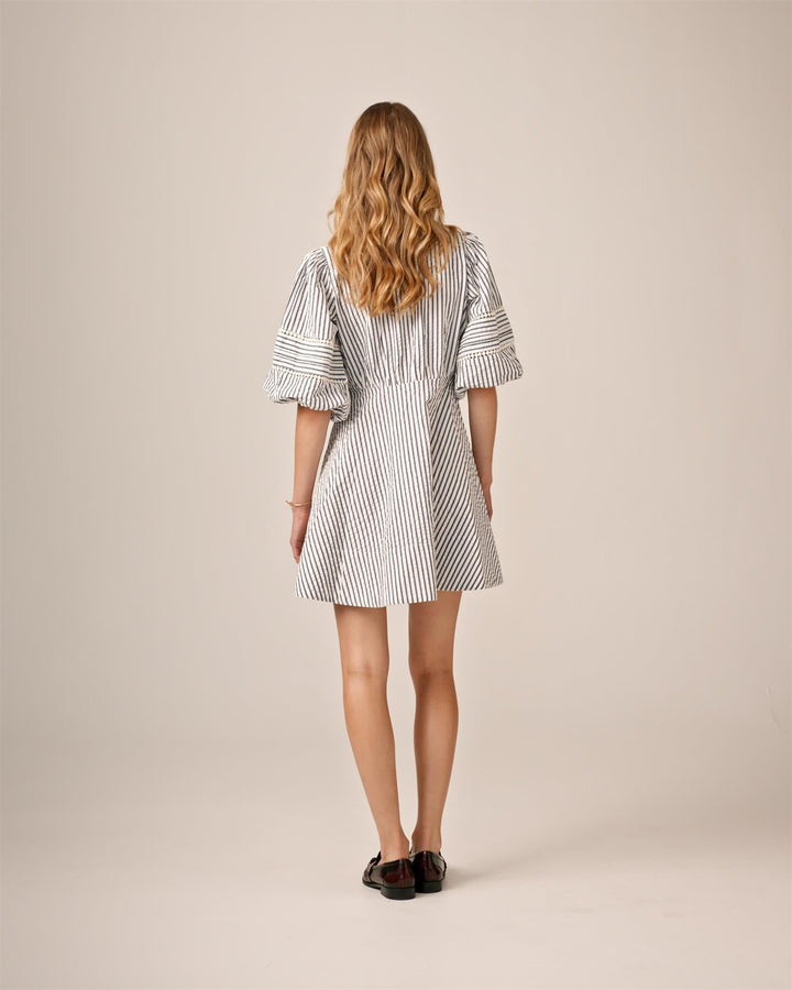 Seersucker Decorated Dress Blue Stripe | Kjoler | Smuk - Dameklær på nett