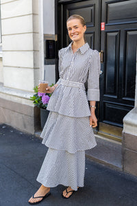 Seersucker Flounce Dress Marine Stripe