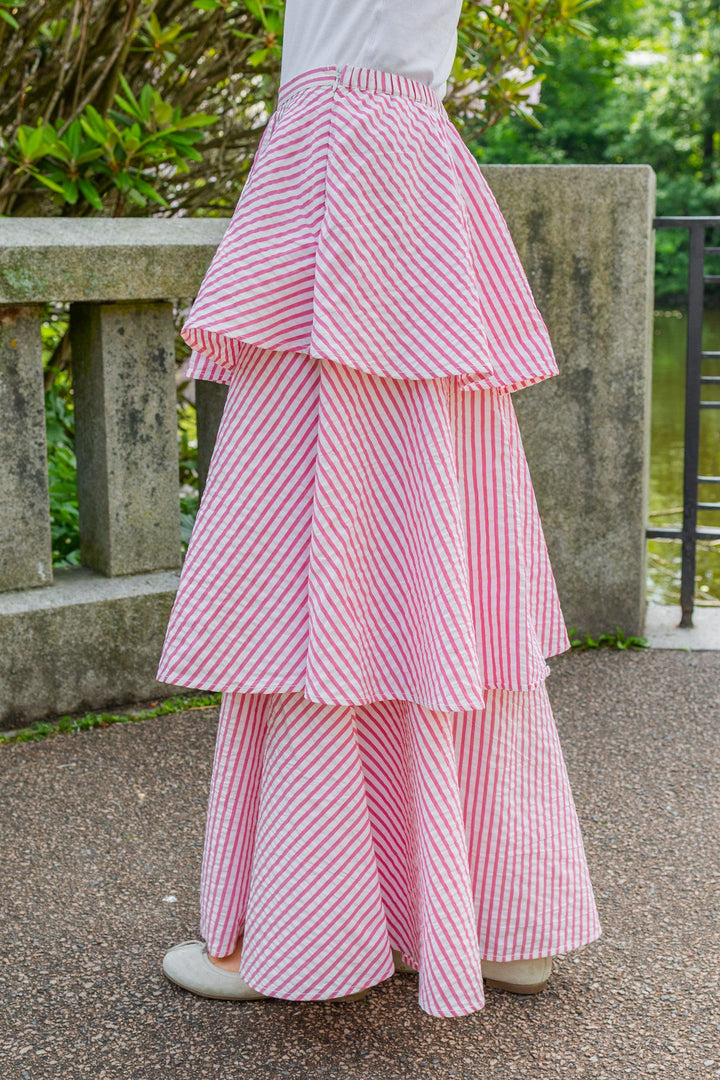 Seersucker Flounce Skirt Pink Stripe | Skjørt | Smuk