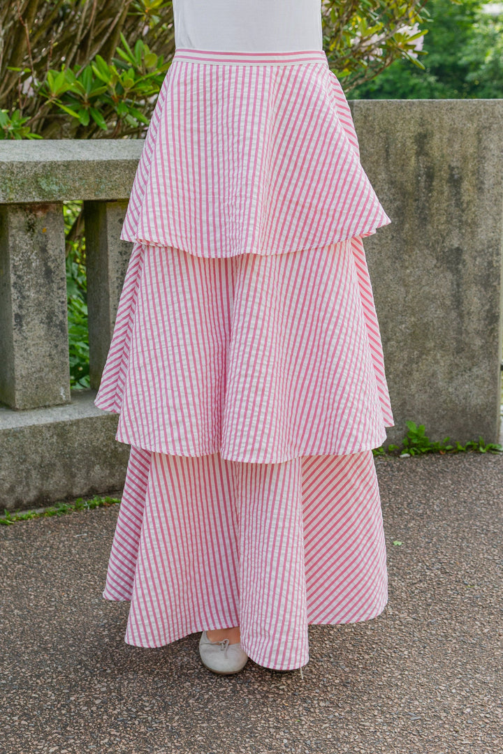 Seersucker Flounce Skirt Pink Stripe | Skjørt | Smuk