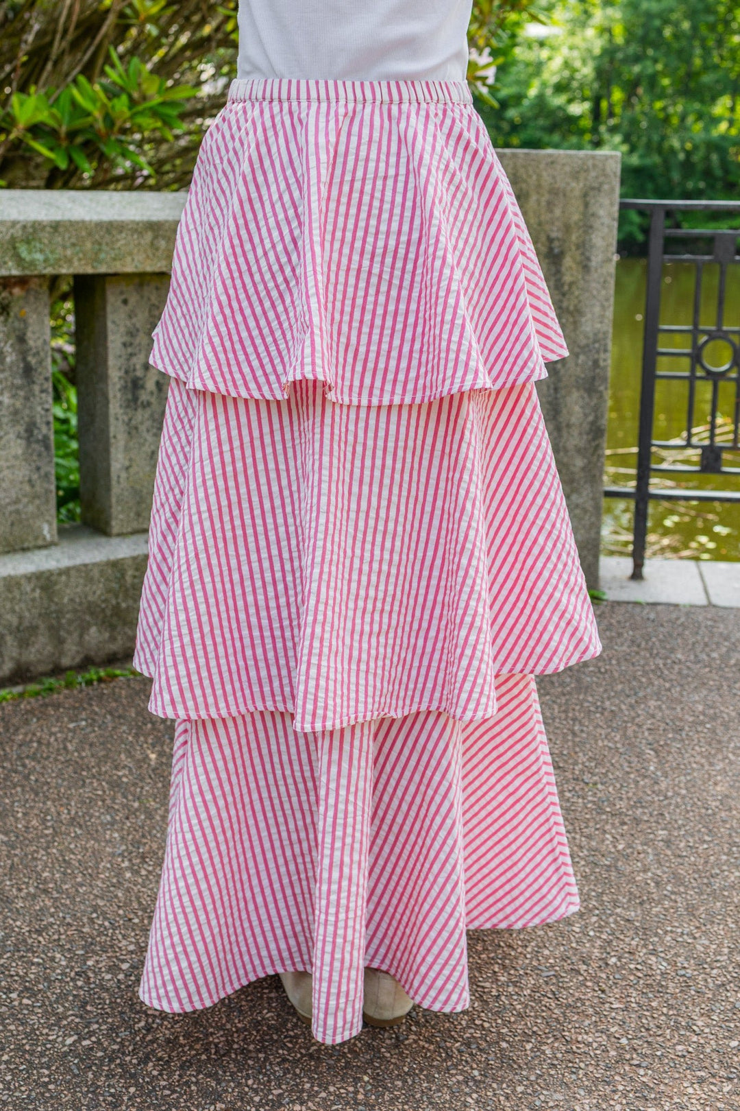 Seersucker Flounce Skirt Pink Stripe | Skjørt | Smuk