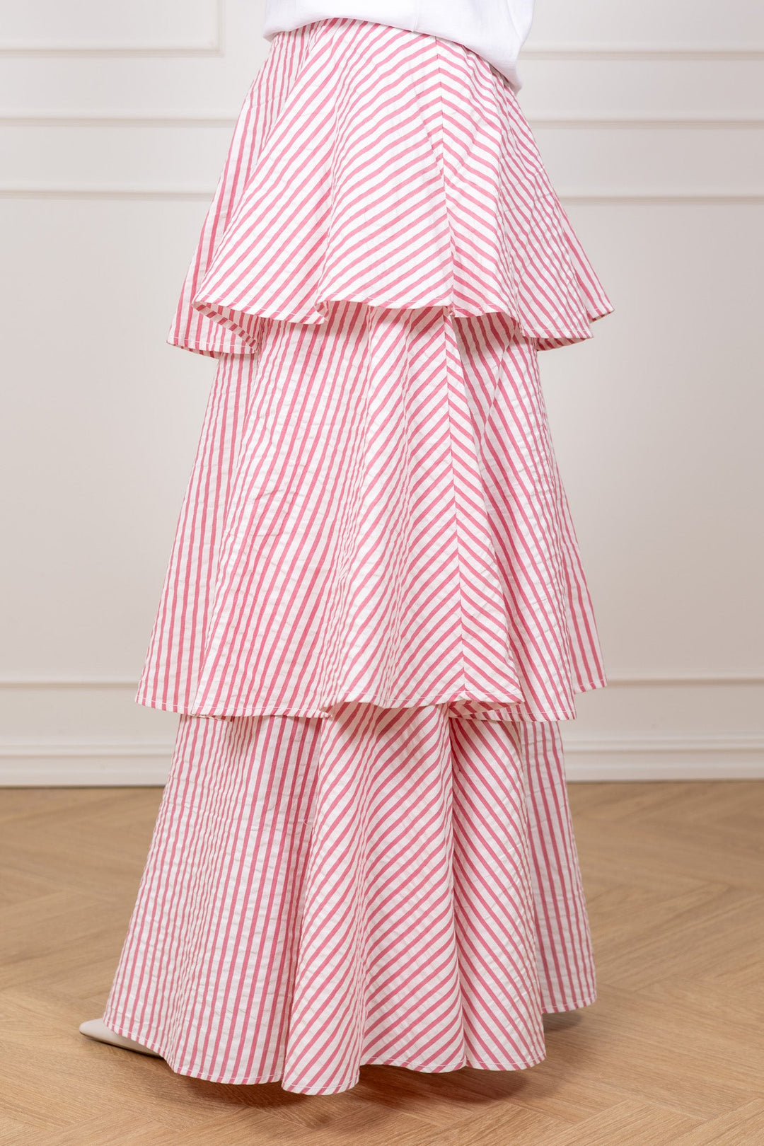 Seersucker Flounce Skirt Pink Stripe | Skjørt | Smuk