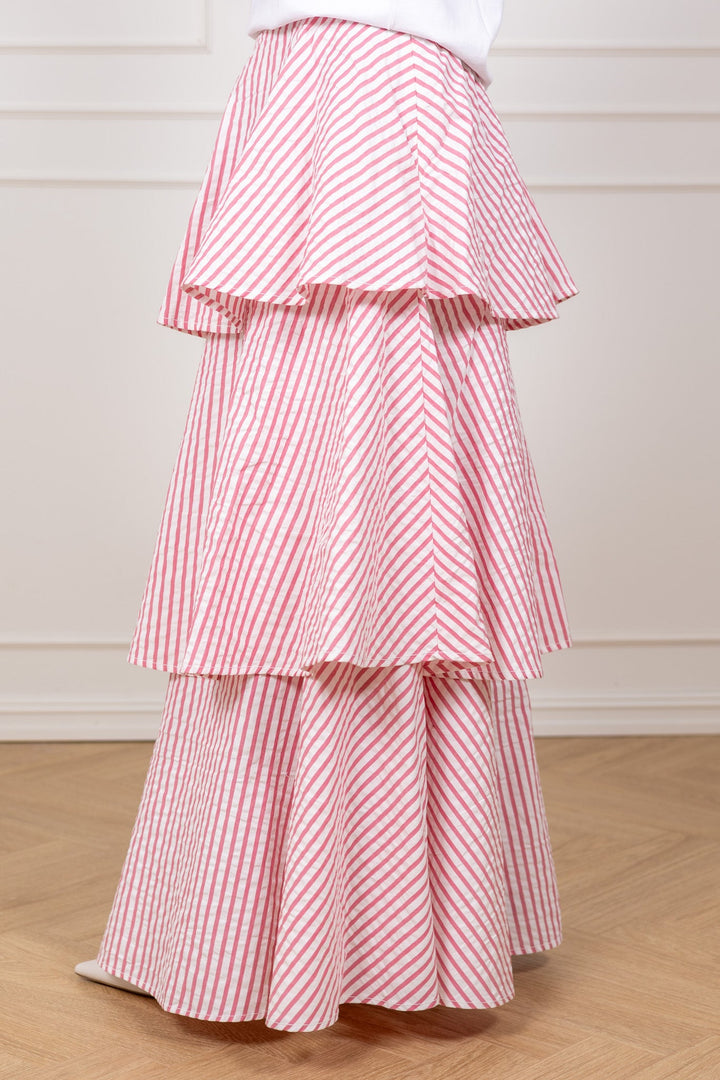 Seersucker Flounce Skirt Pink Stripe | Skjørt | Smuk