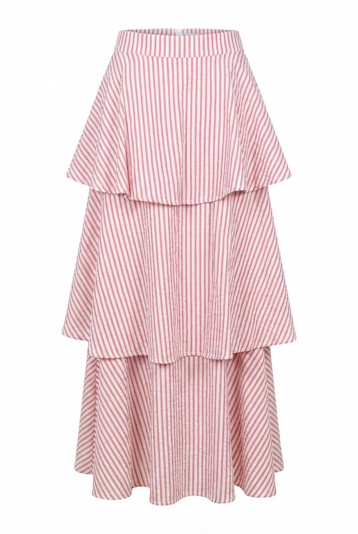 Seersucker Flounce Skirt Pink Stripe | Skjørt | Smuk